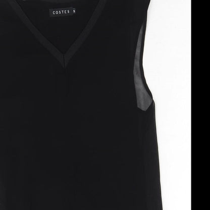 Costes Womens Black Polyester Basic Tank Size S V-Neck