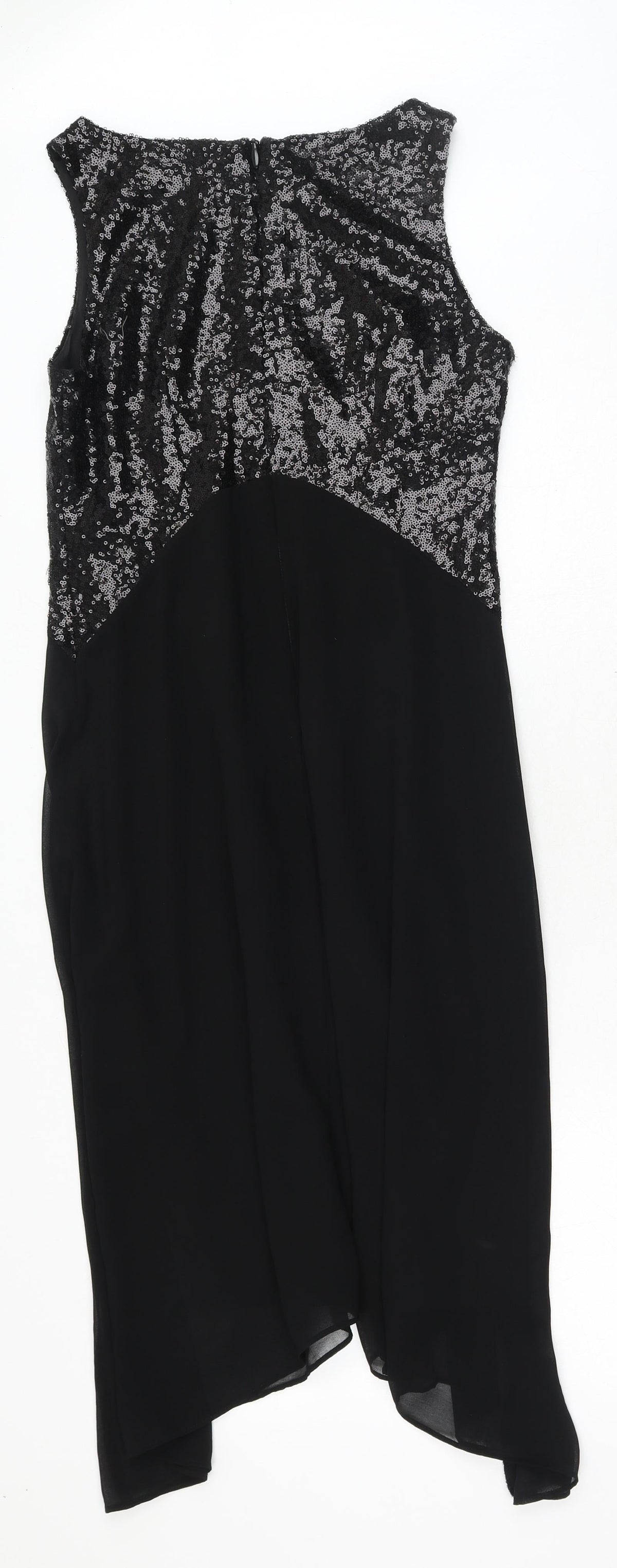 Wallis Womens Black Polyester Ball Gown Size 8 Round Neck Zip