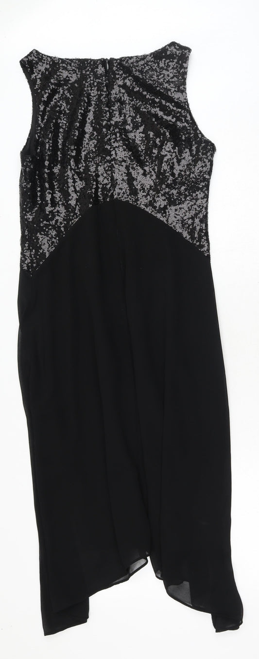 Wallis Womens Black Polyester Ball Gown Size 8 Round Neck Zip