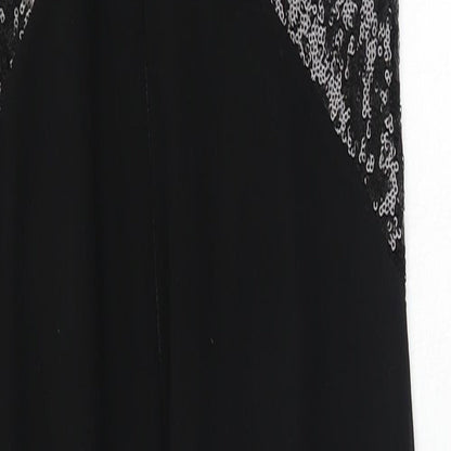 Wallis Womens Black Polyester Ball Gown Size 8 Round Neck Zip