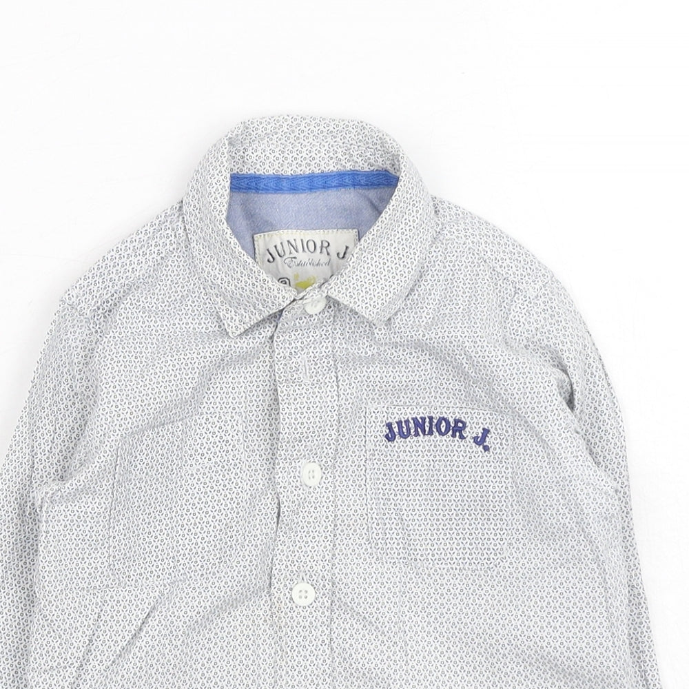 Debenhams Boys Blue Geometric Cotton Basic Button-Up Size 2-3 Years Collared Button