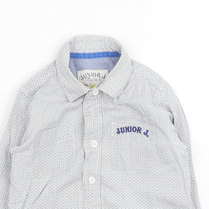 Debenhams Boys Blue Geometric Cotton Basic Button-Up Size 2-3 Years Collared Button
