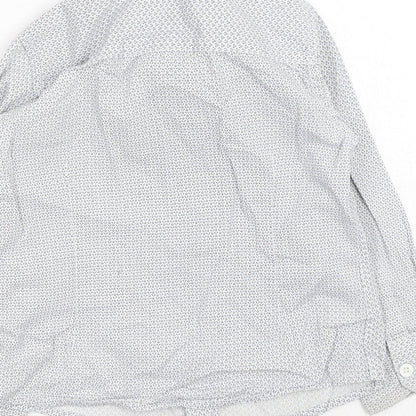 Debenhams Boys Blue Geometric Cotton Basic Button-Up Size 2-3 Years Collared Button