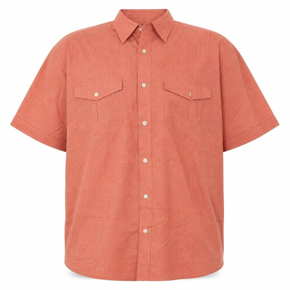 Mens UK Size L Premier Orange  Button-Up Short Sleeve Casual Shirt