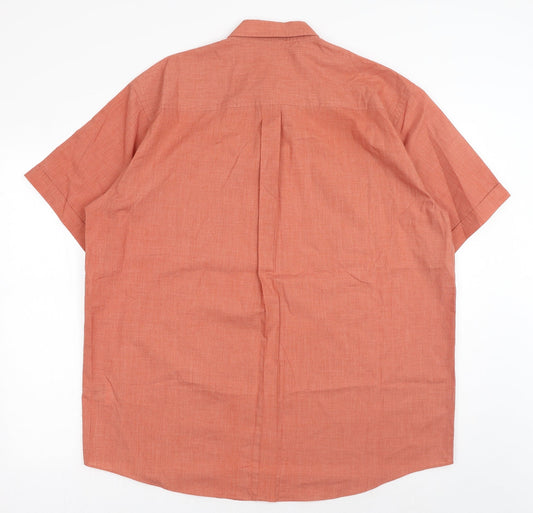 Mens UK Size L Premier Orange  Button-Up Short Sleeve Casual Shirt