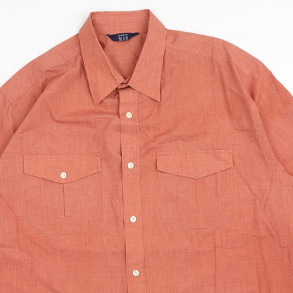 Mens UK Size L Premier Orange  Button-Up Short Sleeve Casual Shirt