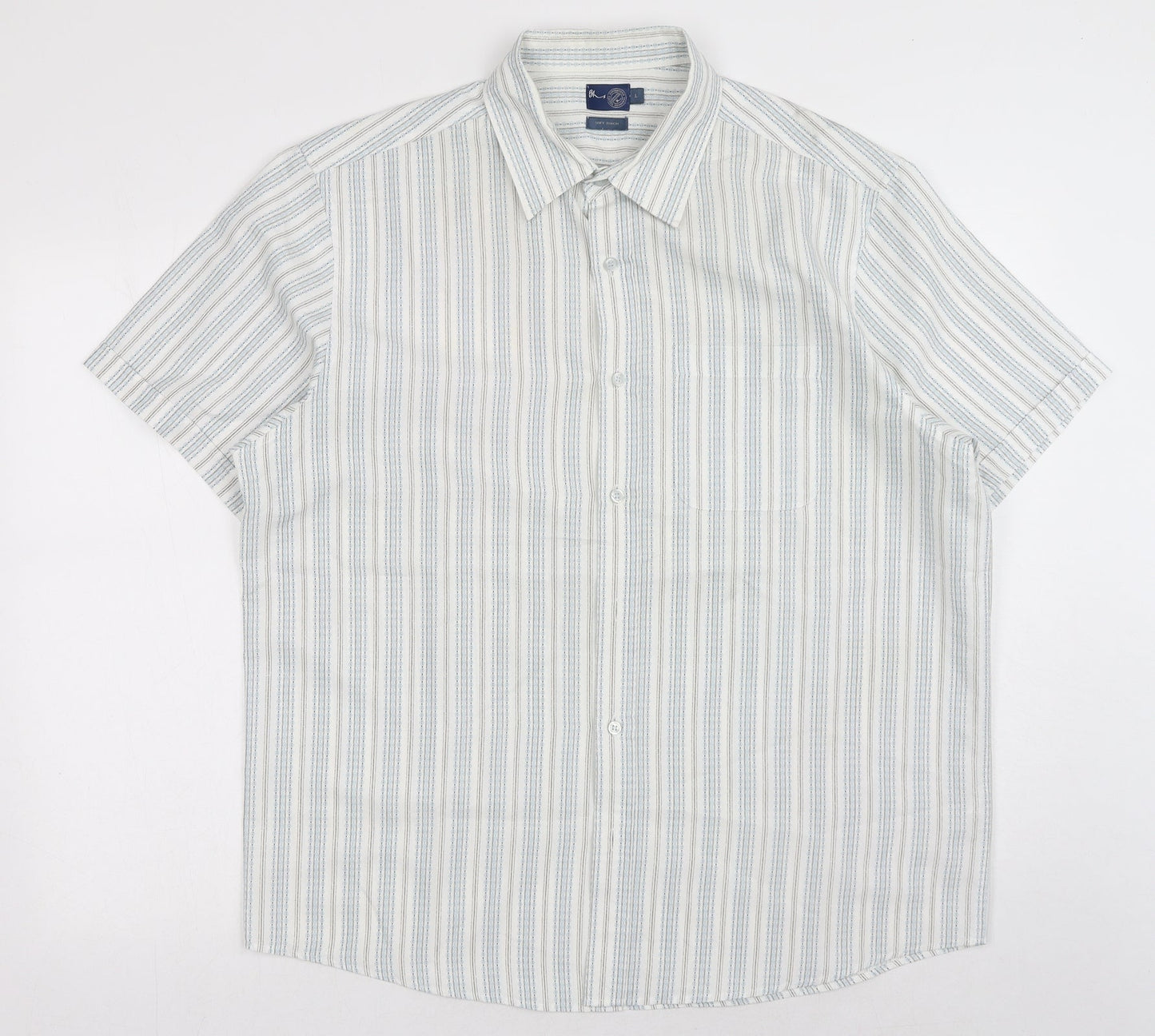 Mens UK Size L BHS Multicoloured  Button-Up Short Sleeve Casual Shirt