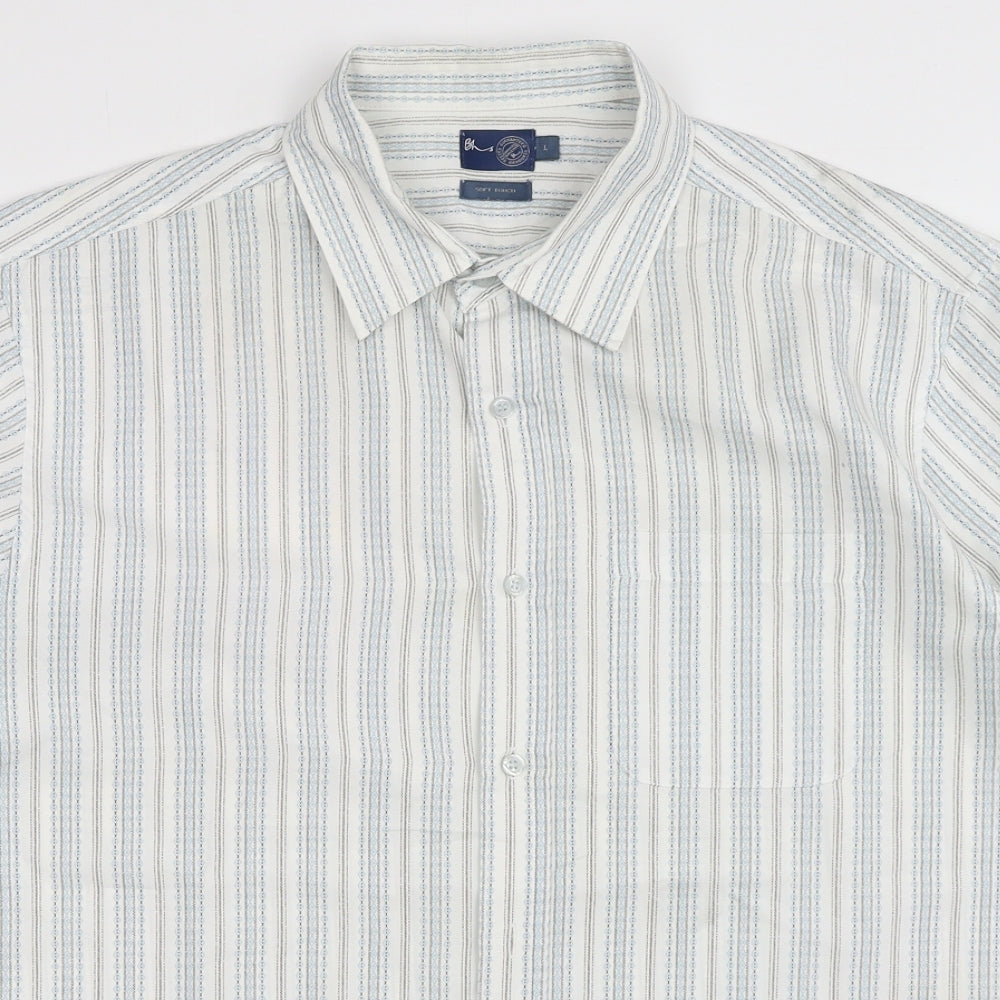 Mens UK Size L BHS Multicoloured  Button-Up Short Sleeve Casual Shirt