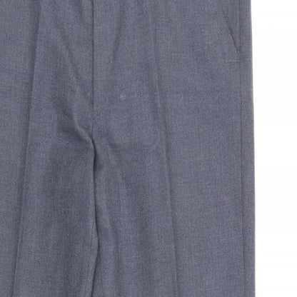 St Michaels Mens Blue Polyester Dress Pants Trousers Size 34 in L33 in Regular Zip