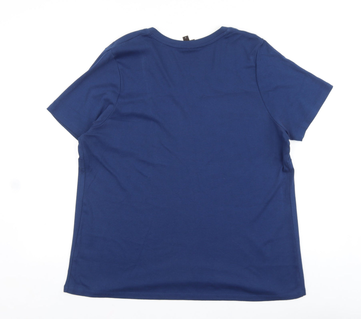 Ann Harvey Womens Blue 100% Cotton Basic T-Shirt Size 6 V-Neck