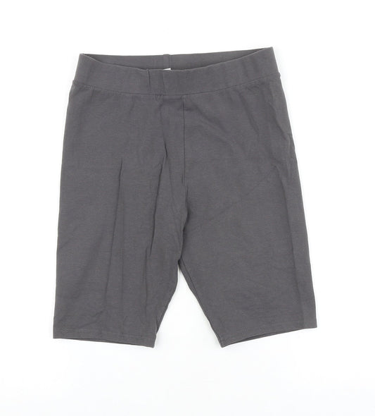 H&M Womens Grey Cotton Compression Shorts Size S L9 in Regular Pull On