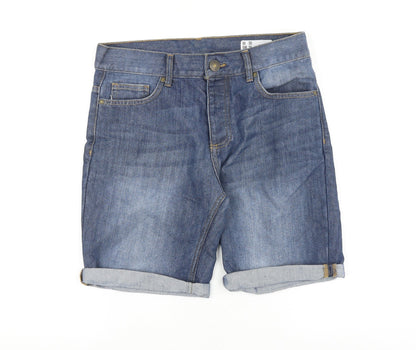 DENIMCO Mens Black Cotton Biker Shorts Size 30 in L8 in Regular Zip