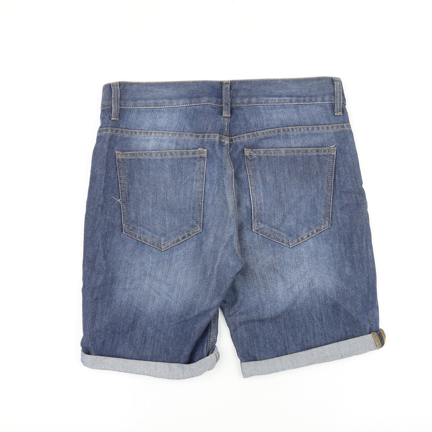 DENIMCO Mens Black Cotton Biker Shorts Size 30 in L8 in Regular Zip