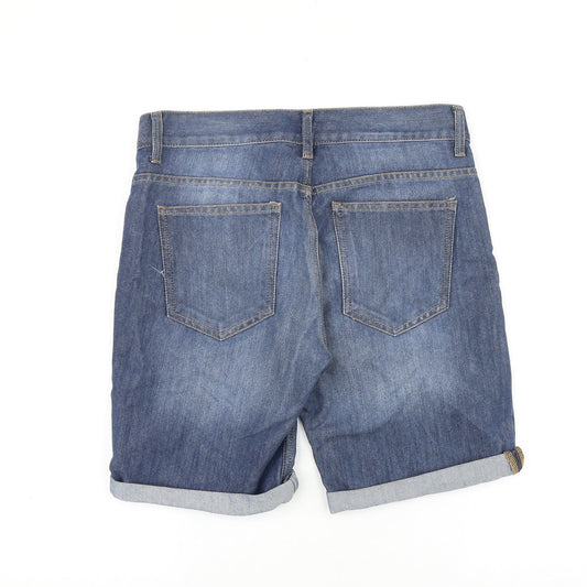 DENIMCO Mens Black Cotton Biker Shorts Size 30 in L8 in Regular Zip