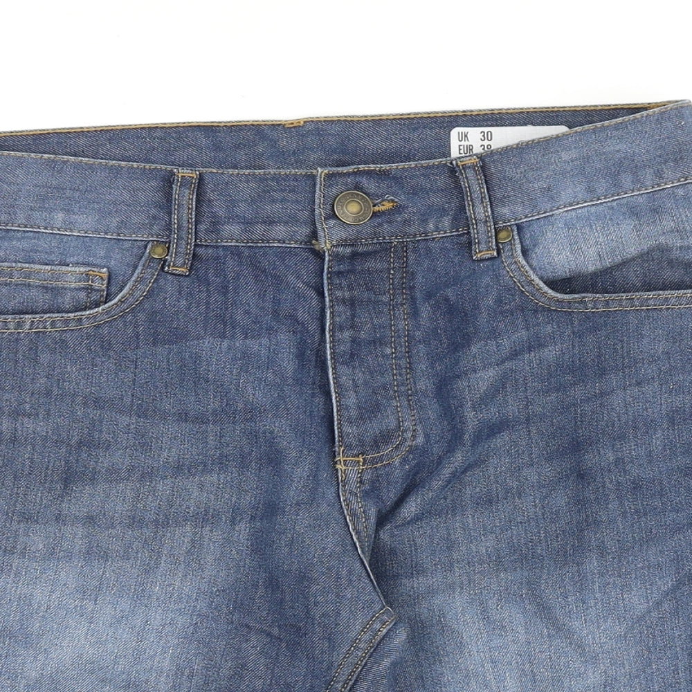 DENIMCO Mens Black Cotton Biker Shorts Size 30 in L8 in Regular Zip