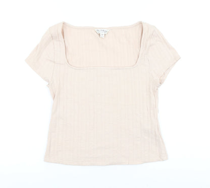 Miss Selfridge Womens Orange Viscose Basic T-Shirt Size 14 Square Neck