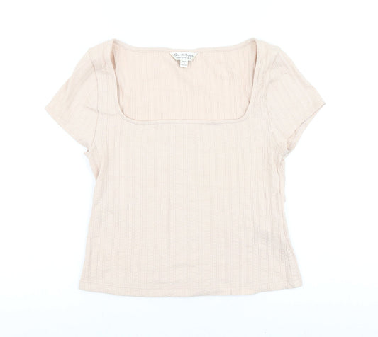 Miss Selfridge Womens Orange Viscose Basic T-Shirt Size 14 Square Neck