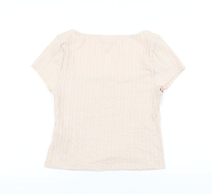 Miss Selfridge Womens Orange Viscose Basic T-Shirt Size 14 Square Neck