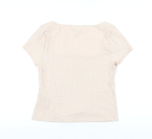 Miss Selfridge Womens Orange Viscose Basic T-Shirt Size 14 Square Neck