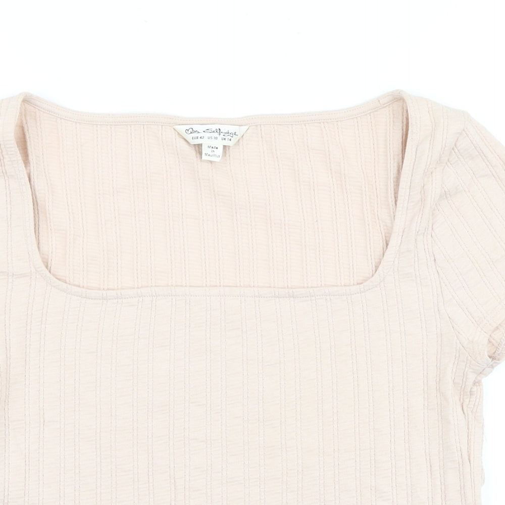Miss Selfridge Womens Orange Viscose Basic T-Shirt Size 14 Square Neck