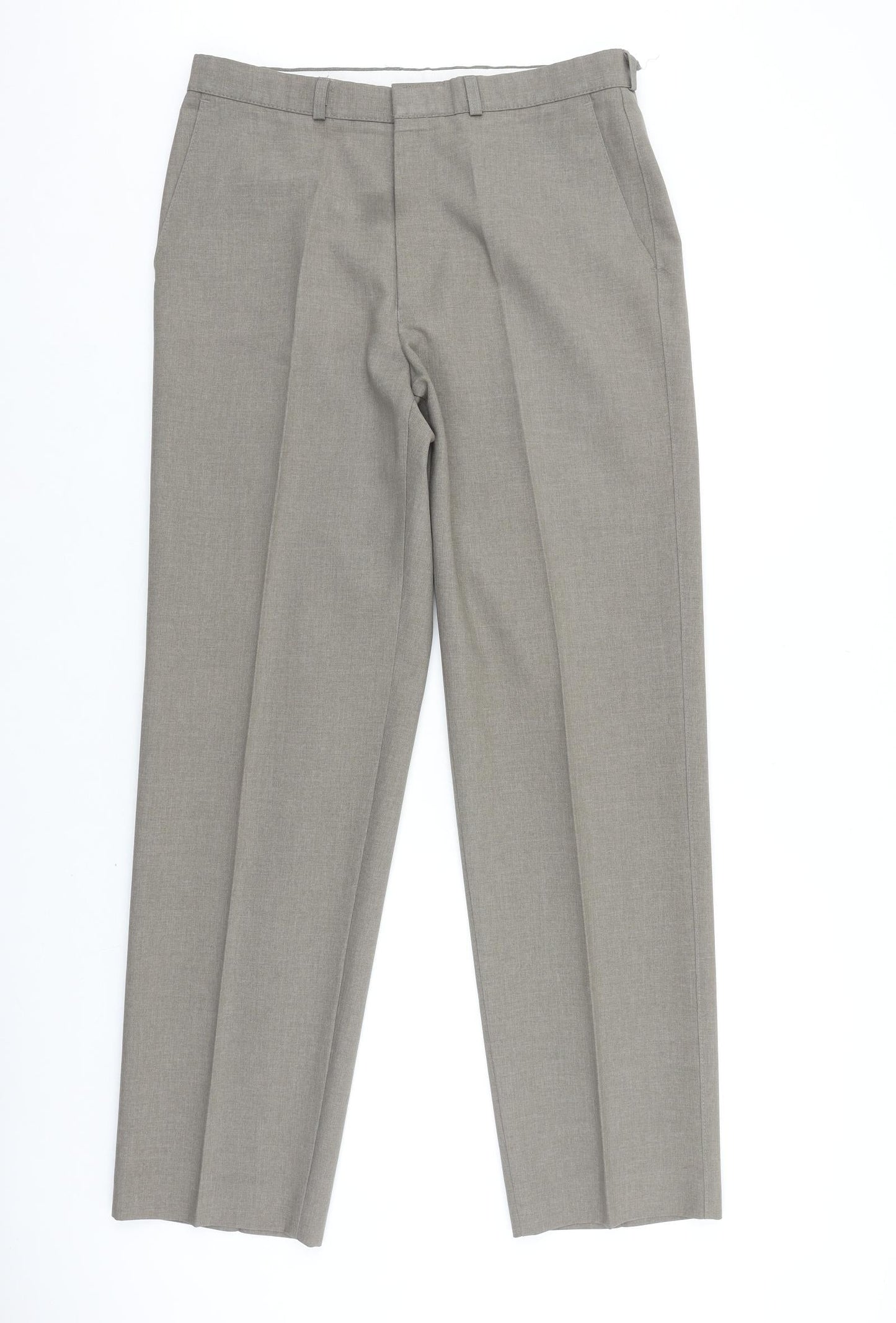 Marks and Spencer Mens Brown Polyester Dress Pants Trousers Size 34 in L33 in Regular Zip