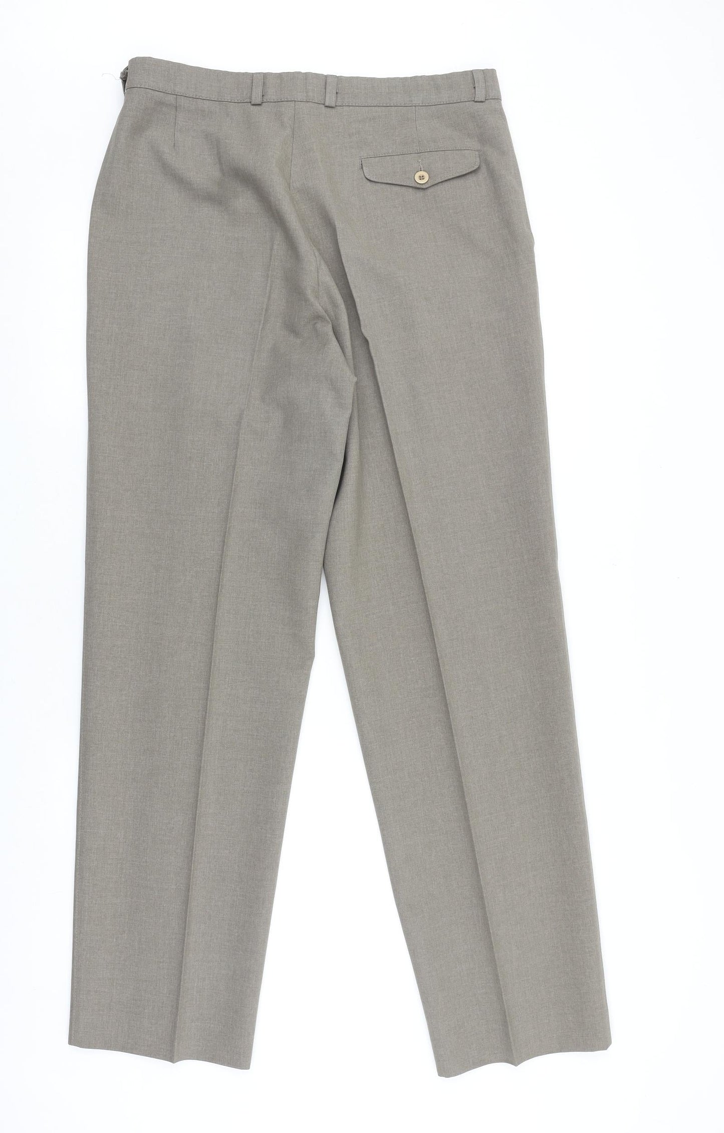 Marks and Spencer Mens Brown Polyester Dress Pants Trousers Size 34 in L33 in Regular Zip