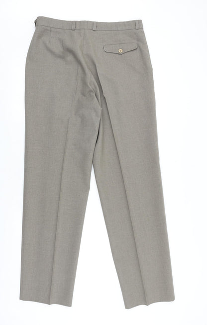 Marks and Spencer Mens Brown Polyester Dress Pants Trousers Size 34 in L33 in Regular Zip