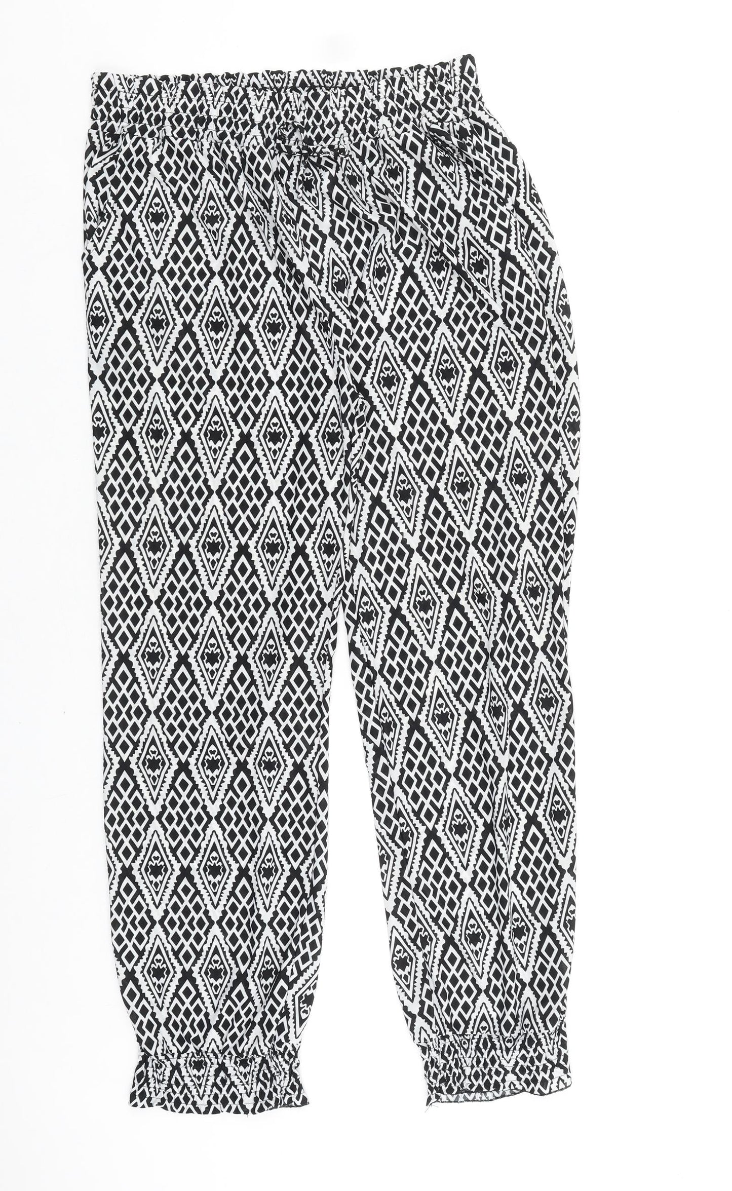 Preworn Womens Black Geometric Polyester Trousers Size 28 in L28 in Regular Tie