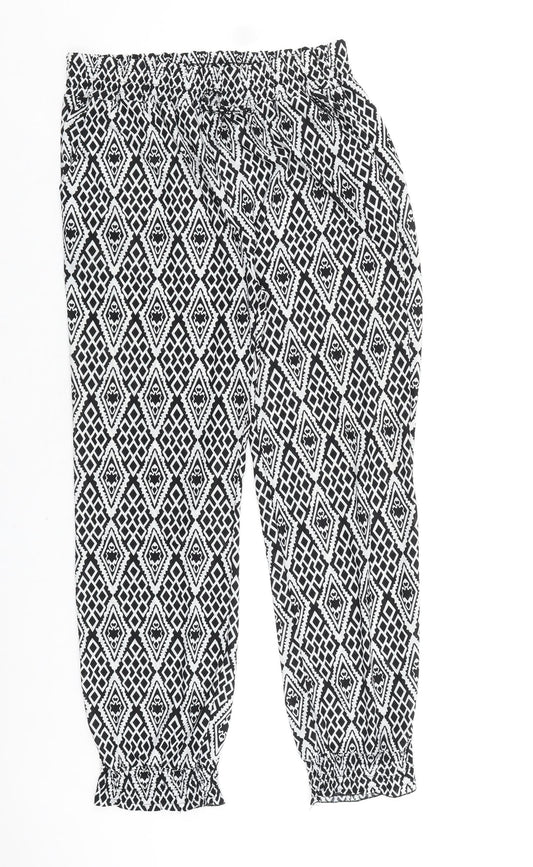 Preworn Womens Black Geometric Polyester Trousers Size 28 in L28 in Regular Tie