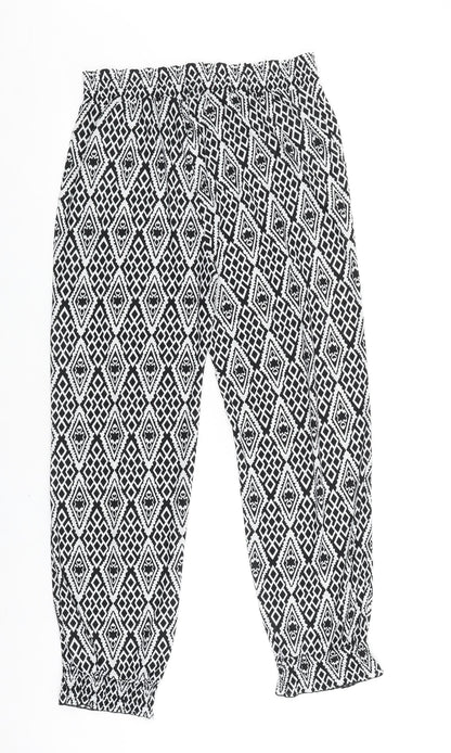 Preworn Womens Black Geometric Polyester Trousers Size 28 in L28 in Regular Tie