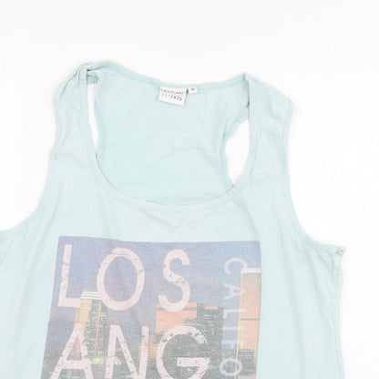 LA Gear Womens Blue 100% Cotton Basic Tank Size 16 Scoop Neck Pullover - LA California