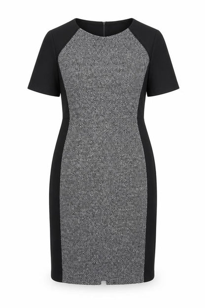 TU Womens Black Colourblock Viscose A-Line Size 12 Round Neck Zip