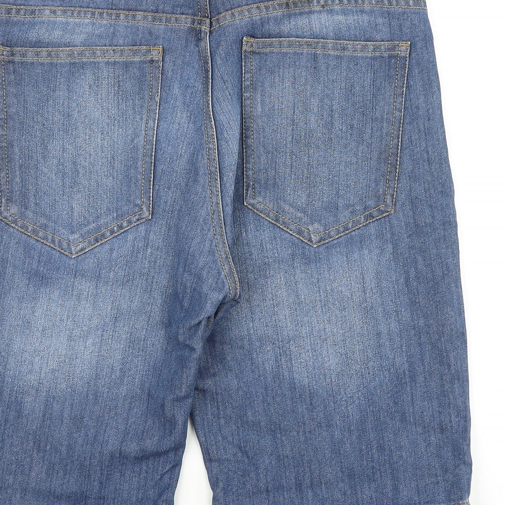 Denim & Co. Womens Blue Cotton Chino Shorts Size 32 in L10 in Regular Button