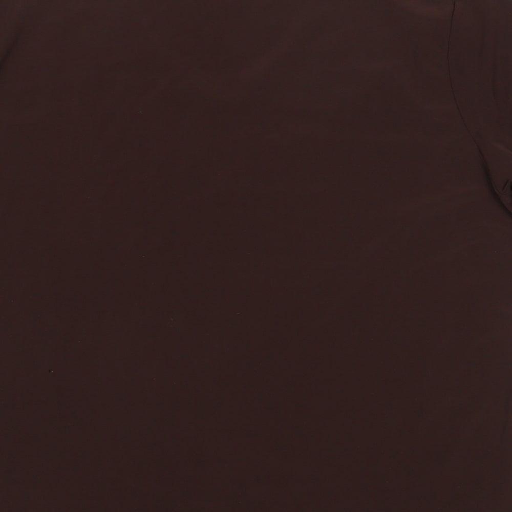 prewor Womens Brown Polyester Basic T-Shirt Size XL V-Neck