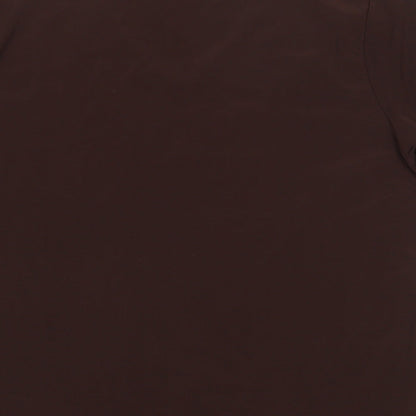 prewor Womens Brown Polyester Basic T-Shirt Size XL V-Neck