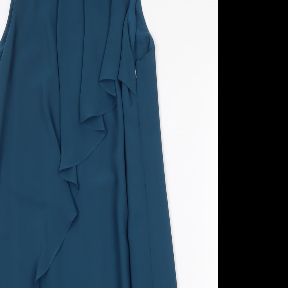 NEXT Womens Green Polyester Shift Size 10 Round Neck Button