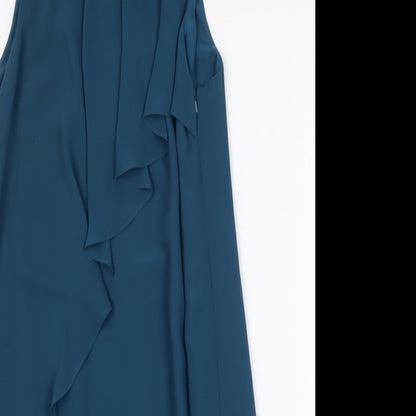 NEXT Womens Green Polyester Shift Size 10 Round Neck Button