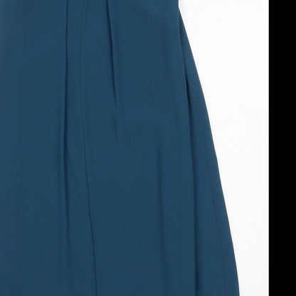 NEXT Womens Green Polyester Shift Size 10 Round Neck Button