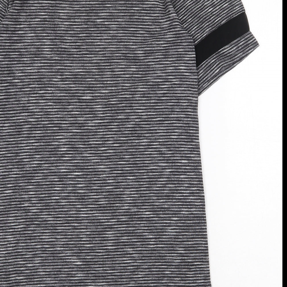 Miss Selfridge Womens Grey Striped Polyester T-Shirt Dress Size 8 Round Neck Pullover