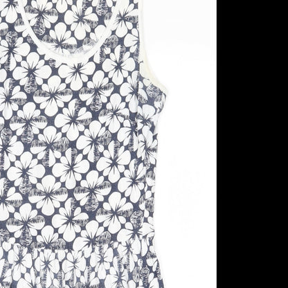 South Womens White Geometric 100% Cotton A-Line Size 10 Scoop Neck Pullover
