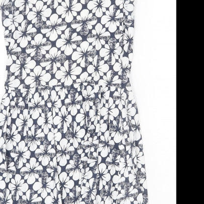South Womens White Geometric 100% Cotton A-Line Size 10 Scoop Neck Pullover