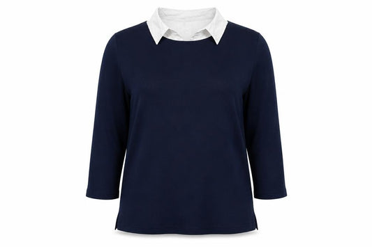 Womens UK Size M Isle Essentials Blue Basic Blouse