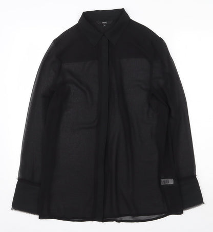 Womens UK Size 12 NEXT Black Basic Button-Up