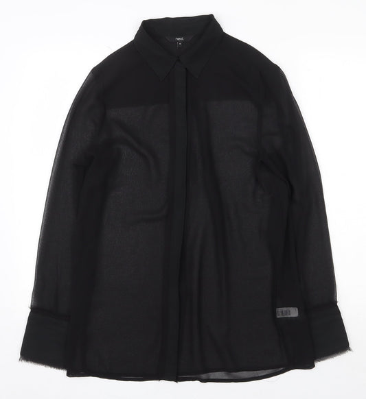 Womens UK Size 12 NEXT Black Basic Button-Up