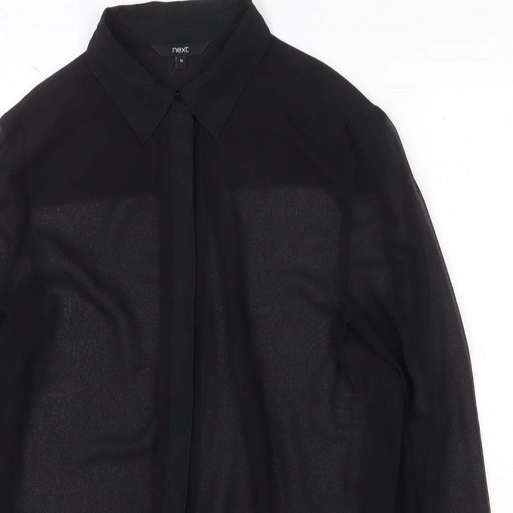 Womens UK Size 12 NEXT Black Basic Button-Up