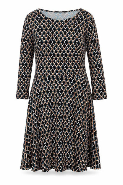 Dorothy Perkins Womens Black Geometric Viscose Fit & Flare Size 8 Round Neck Pullover