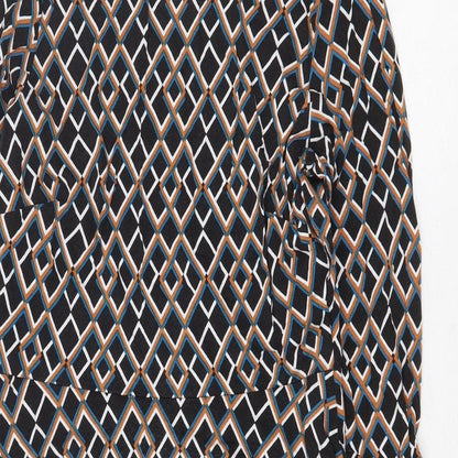 Dorothy Perkins Womens Black Geometric Viscose Fit & Flare Size 8 Round Neck Pullover