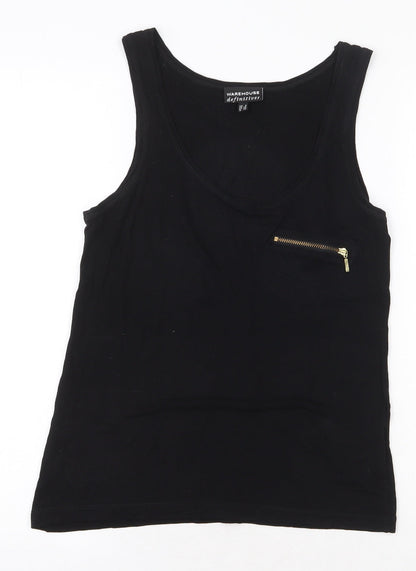 Warehouse Definitive Womens Black Viscose Basic Tank Size 8 Round Neck