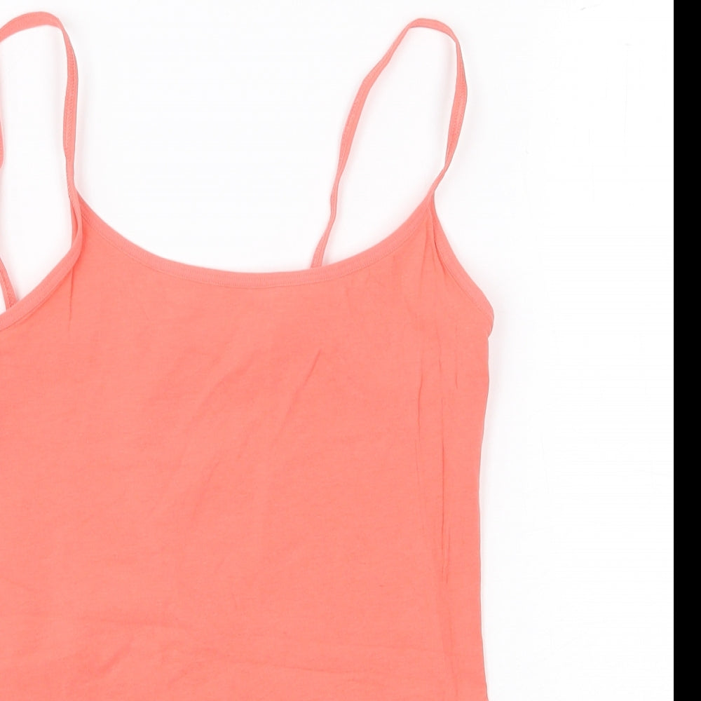 Marks and Spencer Womens Pink Cotton Basic Tank Size 10 Round Neck
