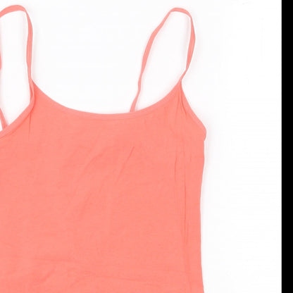 Marks and Spencer Womens Pink Cotton Basic Tank Size 10 Round Neck